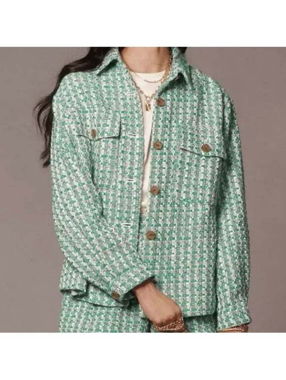 Beautiful Anthropologie Maeve Tweed Shirt Jacket NWT Large
